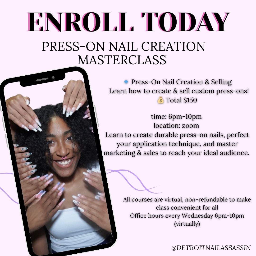[Virtual] Masterclass Press-On Nail Creation– Learn to Design, Build & Profit from Custom Nails